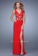 Picture of: Beaded Lace Prom Dress with Keyhole Cut Out Back in Red, Style: 21406, Main Picture