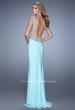 Picture of: Fitted Jersey Dress with Pearls and Scoop Open Back in Mint, Style: 21413, Back Picture