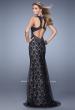 Picture of: Lace Dress with Tulle Overlay and Rhinestones in Black, Style: 21426, Back Picture