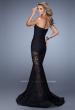 Picture of: Mermaid Prom Dress with Sheer Lace and Shorts in Black, Style: 21428, Back Picture