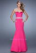 Picture of: Satin Mermaid Prom Dress with Embroidered Belt in Hot Pink, Style: 21432, Main Picture