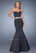 Picture of: Satin Mermaid Prom Dress with Embroidered Belt in Black, Style: 21432, Detail Picture 1