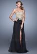 Picture of: Strapless Chiffon Dress with Sheer Corset Bodice in Black, Style: 21437, Detail Picture 1