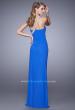 Picture of: One Shoulder Jersey Gown with Stones, Sequins, and Slit in Blue, Style: 21441, Back Picture