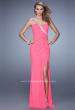 Picture of: One Shoulder Jersey Gown with Stones, Sequins, and Slit in Pink, Style: 21441, Detail Picture 2