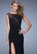 Picture of: Jersey Gown with Cap Sleeves and Sheer Neckline in Black, Style: 21442, Main Picture