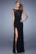 Picture of: Jersey Gown with Cap Sleeves and Sheer Neckline in Black, Style: 21442, Detail Picture 1
