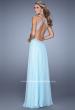 Picture of: Embroidered Bodice Chiffon Gown with Halter Neckline in Mint, Style: 21454, Back Picture