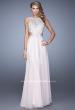 Picture of: Embroidered Bodice Chiffon Gown with Halter Neckline in Blush, Style: 21454, Detail Picture 2