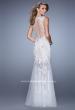 Picture of: Sleeveless Trumpet Prom Gown with Sheer Lace Skirt in White, Style: 21457, Back Picture