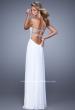 Picture of: Long Satin Prom Dress with Sparkling Trim and Stones in White, Style: 21461, Detail Picture 2