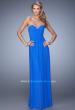 Picture of: Long Satin Prom Dress with Sparkling Trim and Stones in Blue, Style: 21461, Detail Picture 4