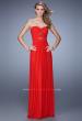Picture of: Gathered Bodice Prom Dress with Rhinestone Accents in Red, Style: 21462, Main Picture