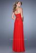Picture of: Gathered Bodice Prom Dress with Rhinestone Accents in Red, Style: 21462, Back Picture