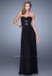 Picture of: Gathered Bodice Prom Dress with Rhinestone Accents in Black, Style: 21462, Detail Picture 1