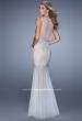 Picture of: Mermaid Dress with Tulle Skirt and Iridescent Stones in Nude, Style: 21466, Back Picture