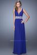 Picture of: Net Jersey Dress with Ruched Bodice and Open Back in Blue, Style: 21475, Detail Picture 4