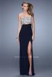 Picture of: Embroidered Strapless Prom Dress with Side Leg Slit in Navy, Style: 21476, Detail Picture 1