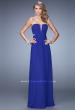 Picture of: Net Jersey Dress with Gathered Bodice and V Neckline in Blue, Style: 21483, Main Picture