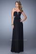 Picture of: Net Jersey Dress with Gathered Bodice and V Neckline in Black, Style: 21483, Detail Picture 3