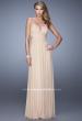 Picture of: Net Jersey Dress with Gathered Bodice and V Neckline in Nude, Style: 21483, Detail Picture 4