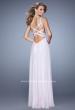 Picture of: Chiffon Prom Dress with Basket Weave Detail and Pearls in Pink, Style: 21502, Main Picture