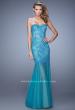 Picture of: Lace Sheer Tulle Skirt Prom Dress with Rhinestones in Teal, Style: 21504, Main Picture