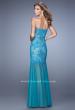 Picture of: Lace Sheer Tulle Skirt Prom Dress with Rhinestones in Teal, Style: 21504, Back Picture