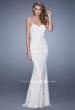 Picture of: Jersey Prom Dress with Lace Tulle Overlay and Open Back in White, Style: 21514, Back Picture