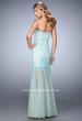 Picture of: Net Mermaid Prom Dress with Sheer Skirt and Rhinestones in Mint, Style: 21604, Back Picture