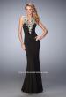 Picture of: Jersey Mermaid Gown with Metallic Lace Appliques in Black, Style: 21607, Detail Picture 1