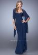 Picture of: Form Fitting Jersey Dress with Knot Detail and Ruffles in Navy, Style: 21645, Main Picture