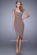 Picture of: Net Jersey Cocktail Dress with Embroidered Sleeves in Cocoa, Style: 21648, Main Picture