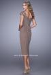 Picture of: Net Jersey Cocktail Dress with Embroidered Sleeves in Cocoa, Style: 21648, Back Picture