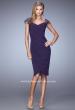 Picture of: Net Jersey Cocktail Dress with Embroidered Sleeves in Purple, Style: 21648, Detail Picture 2