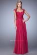Picture of: Chiffon Dress with Criss Cross Gathered Knot Detail in Pink, Style: 21661, Detail Picture 1