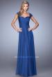 Picture of: Chiffon Dress with Criss Cross Gathered Knot Detail in Blue, Style: 21661, Detail Picture 2