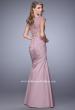 Picture of: Satin Dress with Beaded Lace Bodice and Gathering in Pink Style: 21669, Back Picture