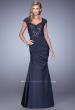 Picture of: Satin Dress with Beaded Lace Bodice and Gathering in Blue, Style: 21669, Detail Picture 2