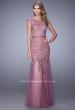 Picture of: Lace and Tulle Dress with Sheer Lace Capped Sleeves in Pink, Style: 21677, Main Picture