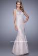 Picture of: Dress with Mermaid Skirt and Sheer Beaded Lace Sleeves in Pink, Style: 21699, Main Picture