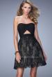 Picture of: Bold Cocktail Dress with Lace Skirt and Keyhole Back in Black, Style: 21816, Main Picture