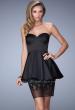 Picture of: Satin Short Dress with Peplum Skirt and Rhinestones in Black, Style: 21817, Main Picture