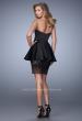 Picture of: Satin Short Dress with Peplum Skirt and Rhinestones in Black, Style: 21817, Back Picture