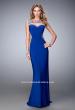 Picture of: Sexy Jersey Gown with Rhinestones and a Train in Blue, Style: 21818, Back Picture