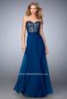 Picture of: Chiffon Prom Gown with Lace Appliques and Rhinestones in Blue, Style: 21820, Detail Picture 1