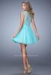 Picture of: Short Tulle Dress with High Neckline and Sheer Back in Blue, Style: 21835, Back Picture