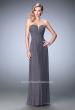 Picture of: Sweetheart Neck Net Gown with Cascading Rhinestones in Silver, Style: 21836, Detail Picture 2
