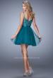 Picture of: Short Embroidered Dress with Thin Straps and Stones in Green, Style: 21838, Back Picture