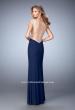 Picture of: Net Jersey Dress with Plunging Sheer Back and Rhinestones in Blue, Style: 21864, Back Picture